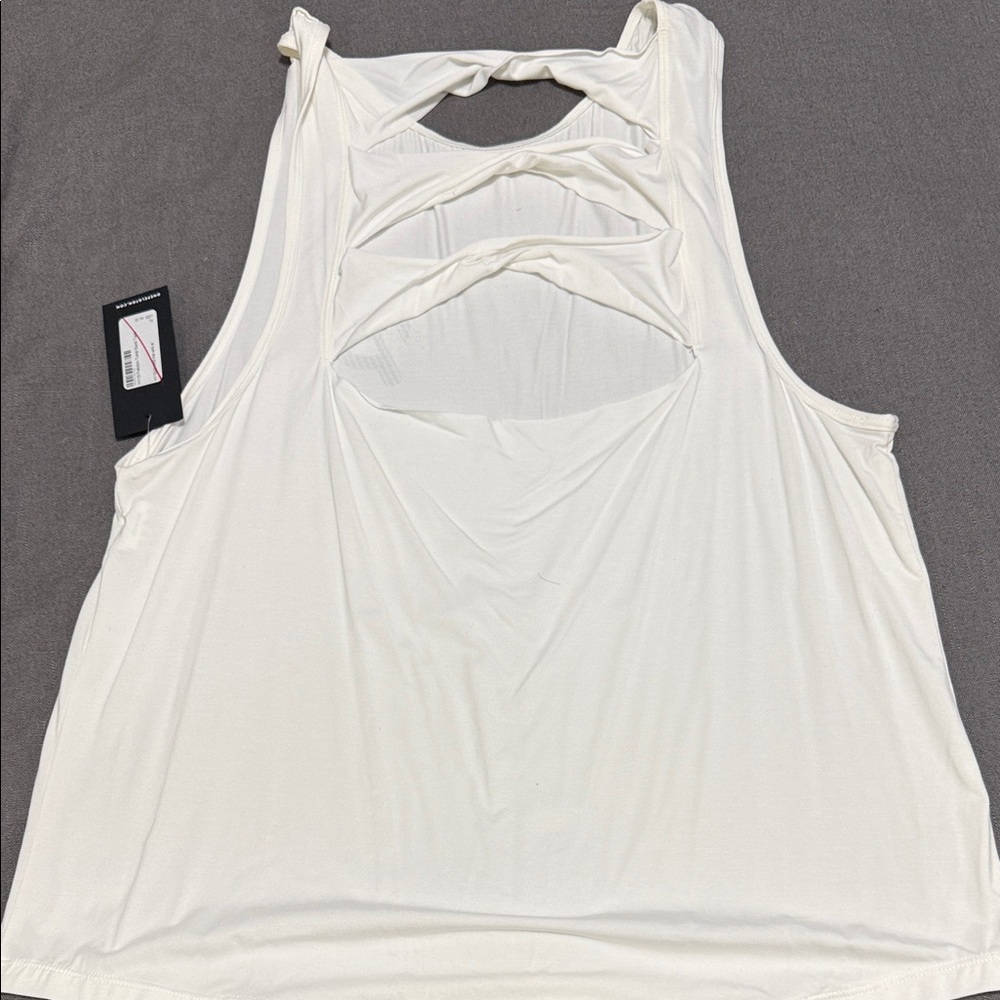 Peloton White Racerback Tank with Green Logo - Picture 2 of 4